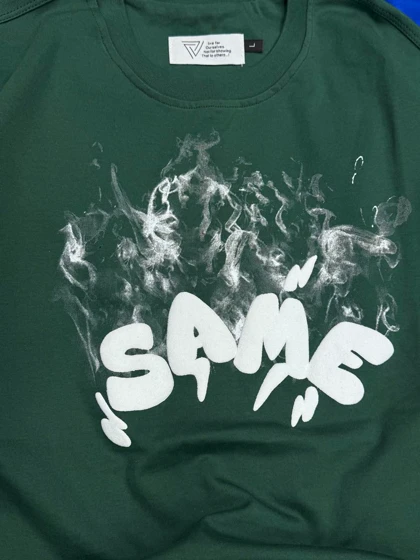 تیشرت پارچه ماکان چاپ پفکی طرح SAME