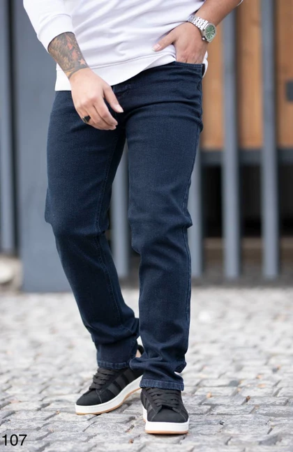 شلوار جین راسته آبی تیره کد 107