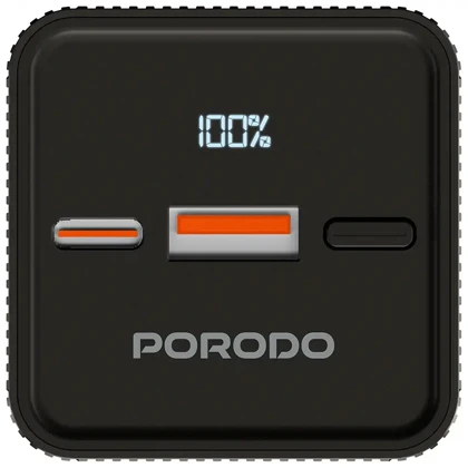 پاوربانک 10000 پورودو Porodo مدل PDPBFCHT41BK توان 22.5 وات چراغ دار