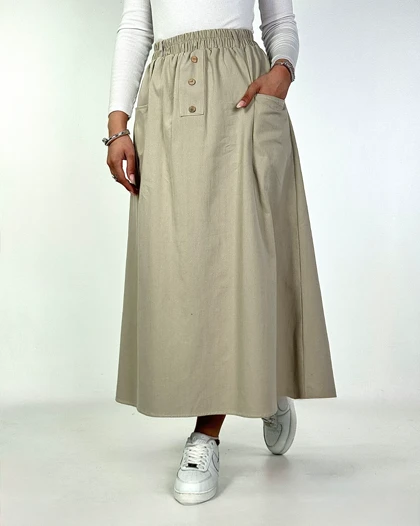 دامن لینن کتان 3 دکمه کد : 400067