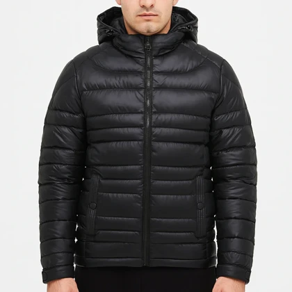 کاپشن پر مردانه سیلیکونی مشکی استایل گرم و شیک مناسب زمستان کد 27710