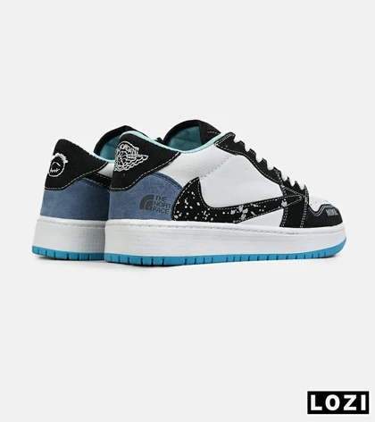 کفش کتانی مردانه و زنانه سفید مشکی آبی NIKE travis scott مدل 8316