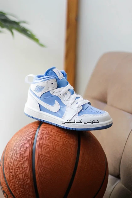 کتانی نایک ایر جردن وان ساق‌دار nike air jordan 1 Mid SE white/legend Blue