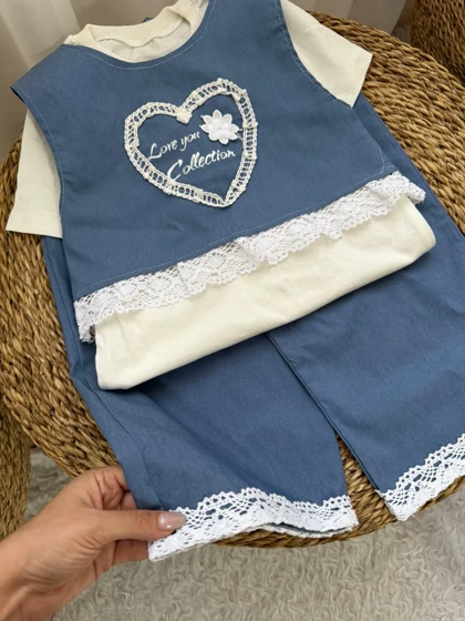 سه تیکه کراپ و شلوار بگ لی دخترانه