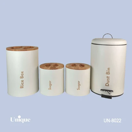 ست آشپزخانه یونیک 4 پارچه کرم درب بامبو کد 8022