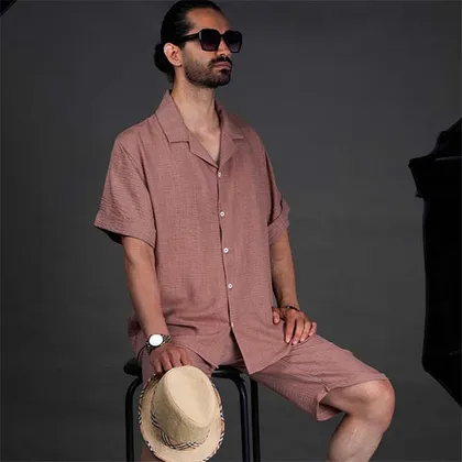 شومیز یقه انگلیسی شلوارک . آجری