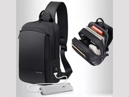 کیف کراس بادی مردانه بنج اصل Bange BG-77112 ضد آب USB دار