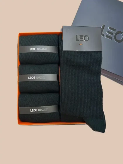 پک جوراب ساق بلند مردانه کلاسیک طرح دار LEO کد 141