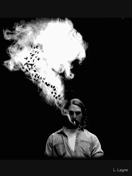 تیشرت کلاسیک طرح کارآگاه حقیقی | Rustin Cohle from True Detective Smoking a Cigarette کد 244527