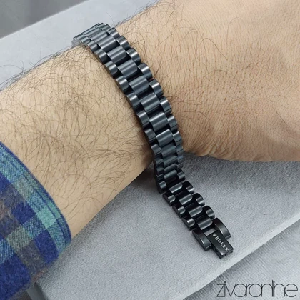 دستبند رولکس سه رج کلاسیک مشکی 40138