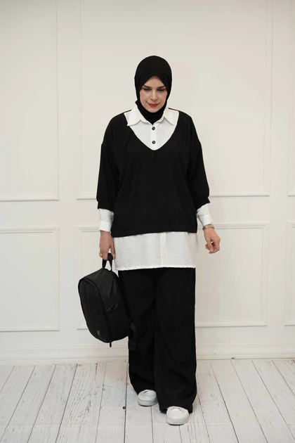 ست شومیز و شلوار مشکی سوفیا