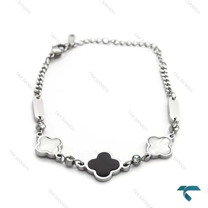 دستبند زنانه ون کلیف سه گل نقره ای VanCleef-8339-L