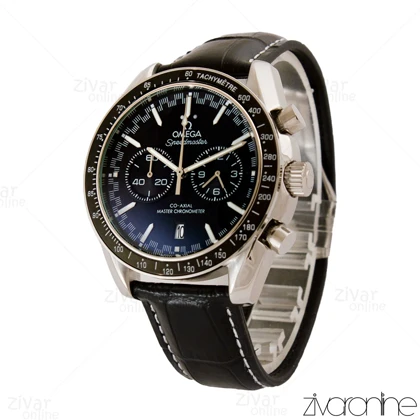 ساعت امگا اسپیدمستر مردانه سه موتوره نقره ای بند چرم مشکی 105217