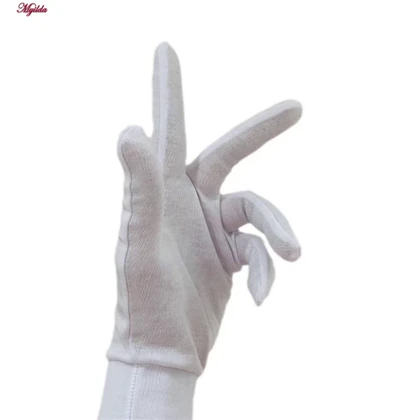 دستکش زنانه طاها طب مدل نخی مچ دار رنگ سفید کد 5291- 2 جفت