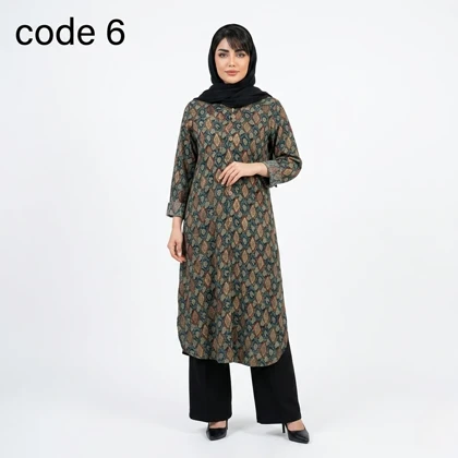 مانتو بلند ژاکارد طلا کوب مدل مینا علیدسا