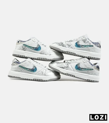 کفش کتانی مردانه و زنانه سفید آبی NIKE dunk low steam puppet