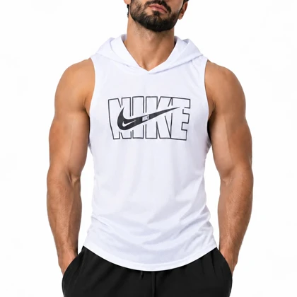 رکابی کلاهدار ورزشی مردانه نایک مدل DS-Dri Fit-5G0684 سفید