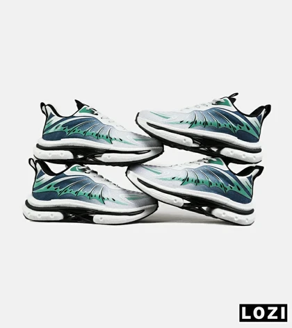 کفش کتانی سفید سبز آبی Saucony Revolution