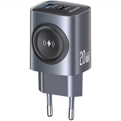 شارژر دیواری تایپ‌سی 20 وات و یواس‌بی 18 وات و شارژر اپل‌واچ یوسامز CC293 T67