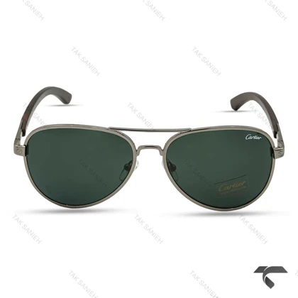 عینک دودی مردانه کارتیه CT2851-2 شیشه سبز دسته قهوه ای Cartier-9862-G