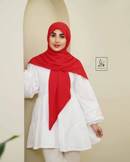 روسری وال نخی راه راه قرمز