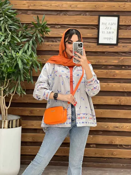 مانتو شومیزی گلدوزی مثلثی