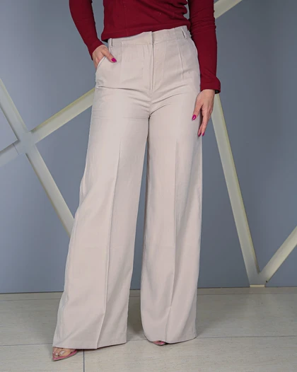 شلوار بگ سیلک ترک کرم استخوانی زنانه قد 110 سایز 36 تا 46 Silk Baggy Pants کد 40800
