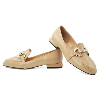 کفش کالج زنانه مدل Flat shoes - 0036_Creamy
