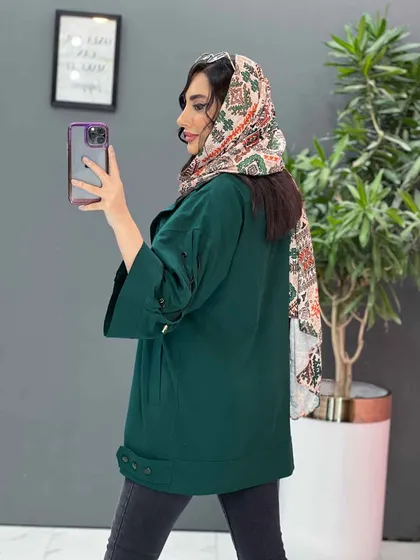 مانتو لینن آستین بند ضربدری