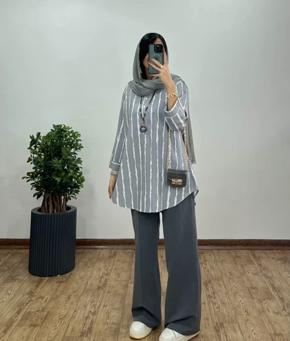 تونیک مانتویی جلوبسته پری کد 3031