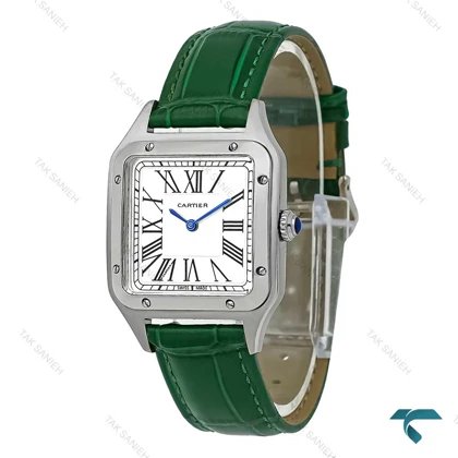 ساعت مچی کارتیر سانتوس دومونت مردانه بند چرم سبز Cartier-7920-G