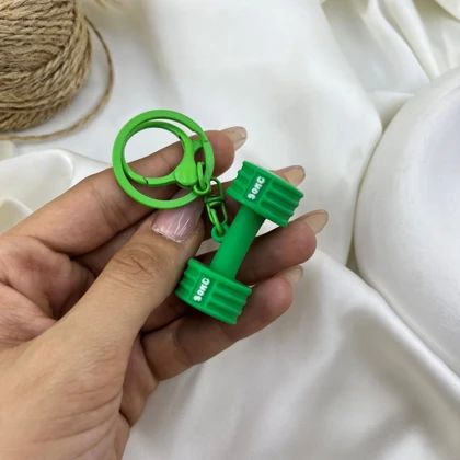 جاکلیدی و آویز کیف مدل تناسب طرح دمبل سبز