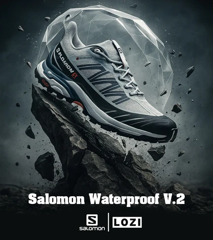 کفش کتانی مردانه و زنانه خاکستری مشکی Salomon Waterproof V.2 مدل 6727