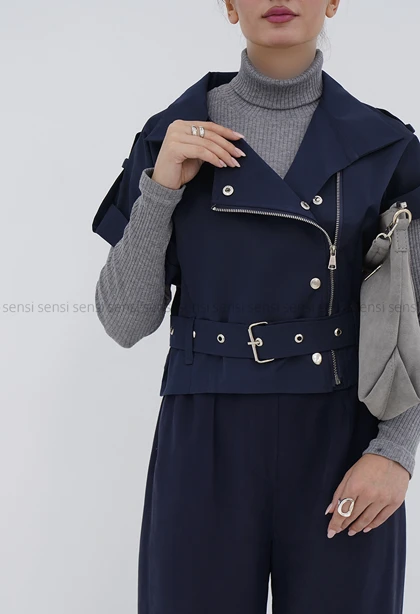 وست زنانه بغل زیپ کمربندی کد1006699