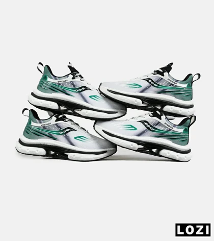 کفش کتانی سفید مشکی سبز Saucony Axon 3