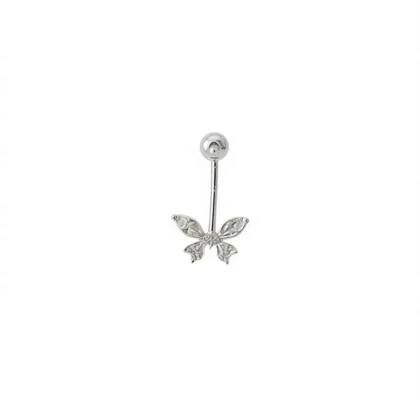 پیرسینگ نقره ناف مدل پروانه نگین‌دار
