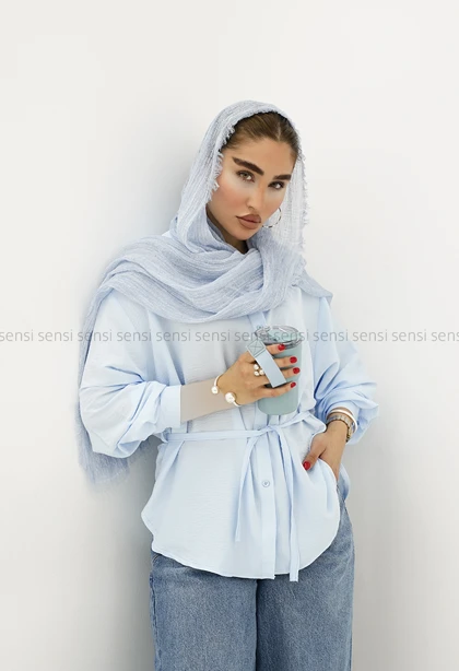 شومیز کمربندی پشت‌باز کد1006311
