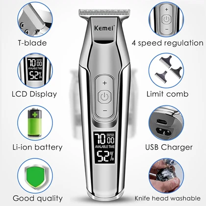 ماشین اصلاح موی سر و صورت کمی Kemei مدل KM-5027 با تیغه T شکل