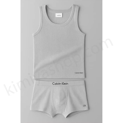 ست رکابی و شورت مردانه کلوین کلاین (CK) طوسی – نخ پنبه کبریتی درجه یک