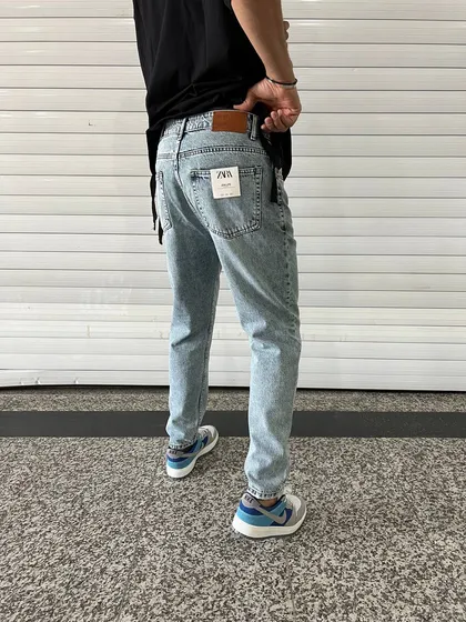 شلوار استریت ابی روشن ساده ZARA