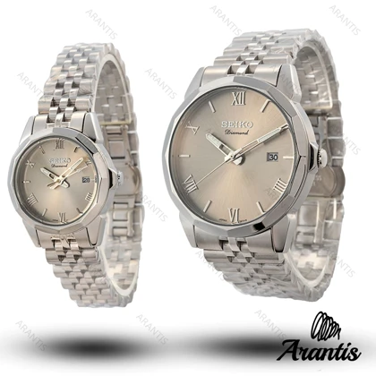 ساعت ست سیکو Diamond سیلور صفحه طوسی s-10188