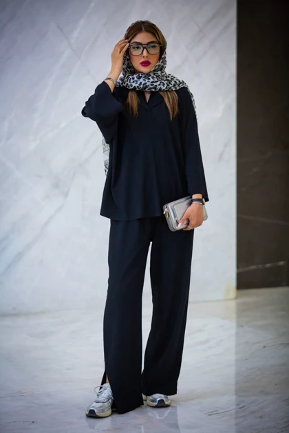 مانتو شلوار لونا یقه برگردان