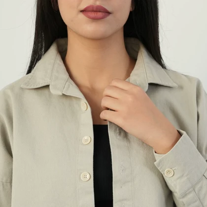 شومیز زنانه کراپ کتان باکسی کد 118