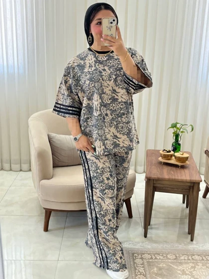 ست زنانه و دخترانه لینن اسپرت بیرونی کد408