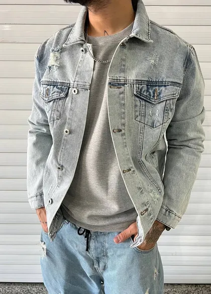 کت جین آبی BERSHKA زاپ‌دار