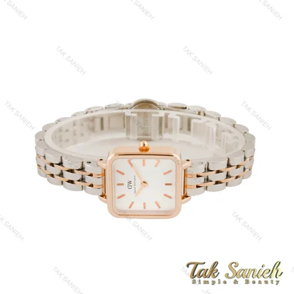 ساعت دنیل ولینگتون مربعی زنانه دورنگ رزگلد صفحه سفید DW-4477-L