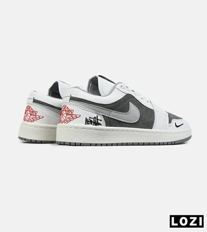 کفش کتانی مردانه و زنانه طوسی سفید NIKE jordan 1 مدل 8794