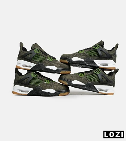 کفش کتانی ساق‌دار مردانه و زنانه سبز Jordan 4 x Kaws مدل 6887