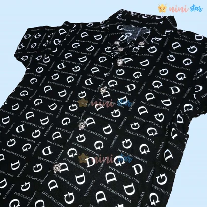 ست پیراهن هاوایی و شلوارک کتان پسرانه طرح D&G تیره