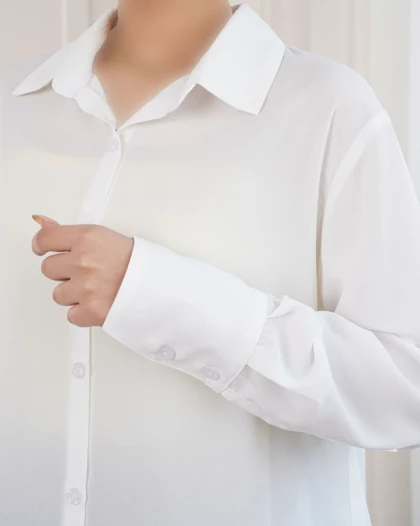شومیز کرپ حریر سفید کد 29642
